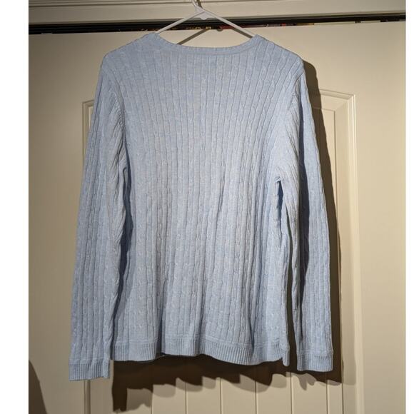 Croft & Barrow Light Blue Cable Crew Neck Pull Over Long Sleeve Sweater Sz XL - Picture 2 of 10